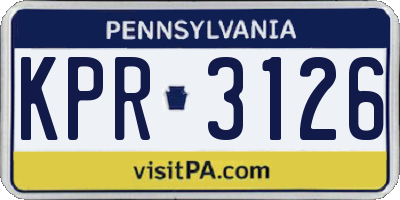 PA license plate KPR3126
