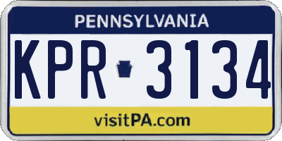 PA license plate KPR3134
