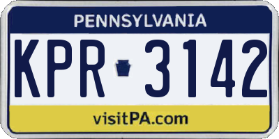 PA license plate KPR3142