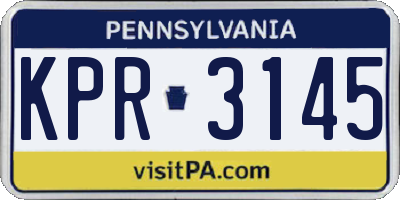 PA license plate KPR3145