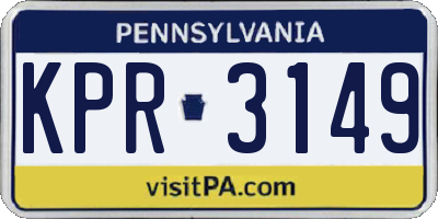 PA license plate KPR3149