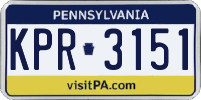 PA license plate KPR3151