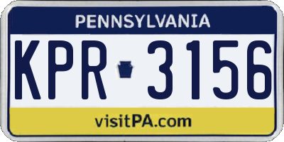 PA license plate KPR3156