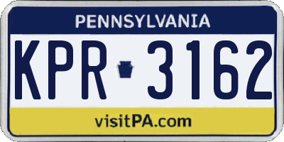 PA license plate KPR3162