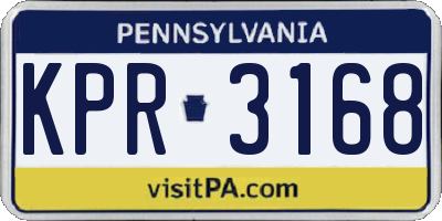 PA license plate KPR3168
