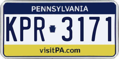 PA license plate KPR3171