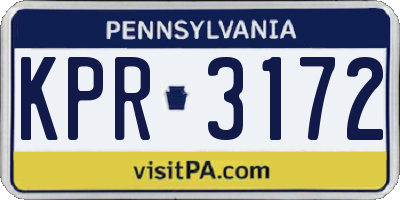 PA license plate KPR3172