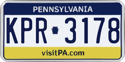 PA license plate KPR3178