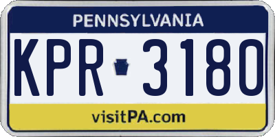 PA license plate KPR3180