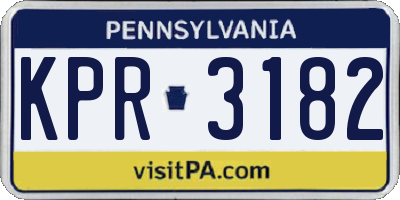 PA license plate KPR3182