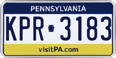 PA license plate KPR3183