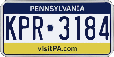 PA license plate KPR3184