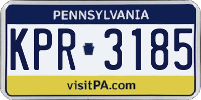 PA license plate KPR3185