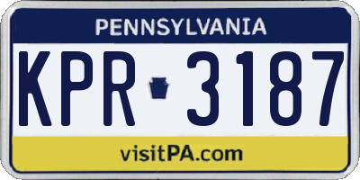 PA license plate KPR3187