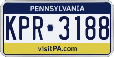 PA license plate KPR3188