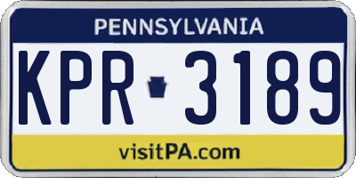 PA license plate KPR3189