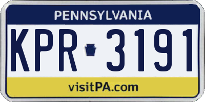 PA license plate KPR3191