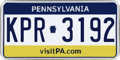 PA license plate KPR3192