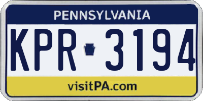 PA license plate KPR3194
