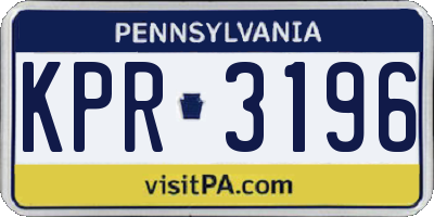 PA license plate KPR3196
