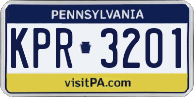PA license plate KPR3201