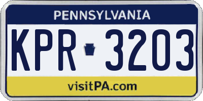 PA license plate KPR3203