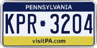 PA license plate KPR3204
