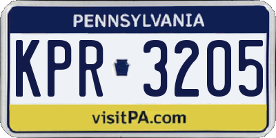PA license plate KPR3205
