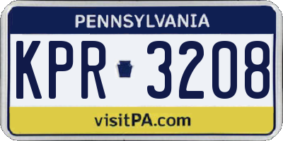 PA license plate KPR3208