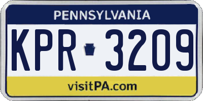 PA license plate KPR3209