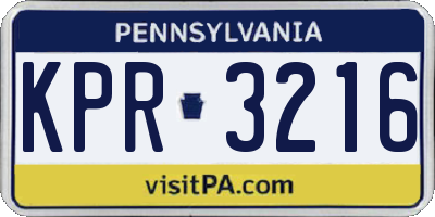 PA license plate KPR3216
