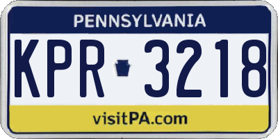 PA license plate KPR3218