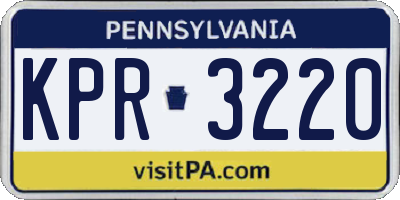 PA license plate KPR3220