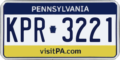 PA license plate KPR3221