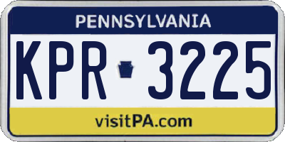 PA license plate KPR3225