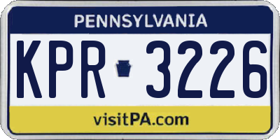 PA license plate KPR3226