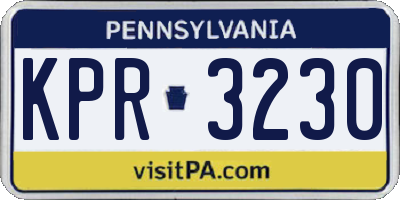 PA license plate KPR3230