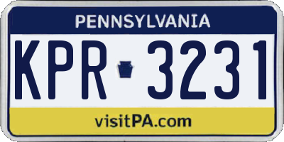 PA license plate KPR3231