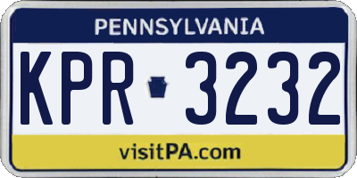 PA license plate KPR3232