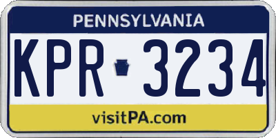PA license plate KPR3234