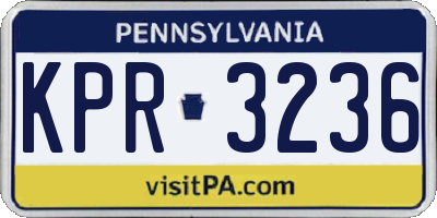 PA license plate KPR3236
