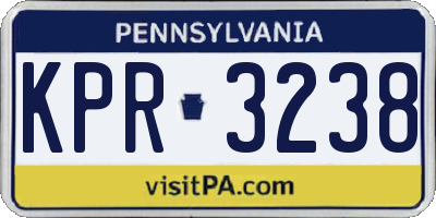 PA license plate KPR3238