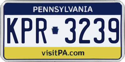 PA license plate KPR3239