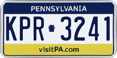 PA license plate KPR3241