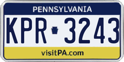 PA license plate KPR3243