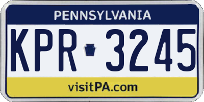 PA license plate KPR3245