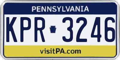 PA license plate KPR3246