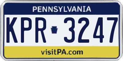 PA license plate KPR3247