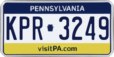 PA license plate KPR3249