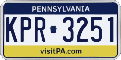 PA license plate KPR3251